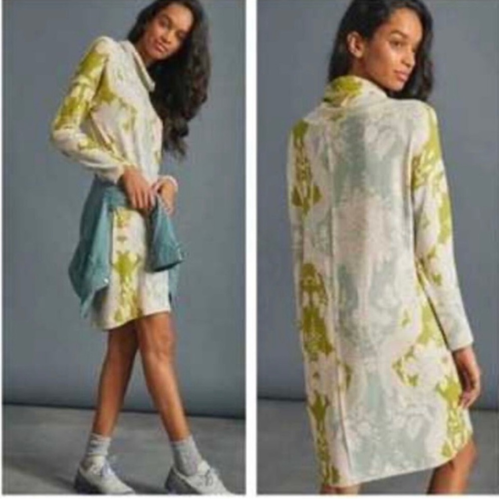 Anthropologie Saturday Sunday Green Floral Sweater Dress